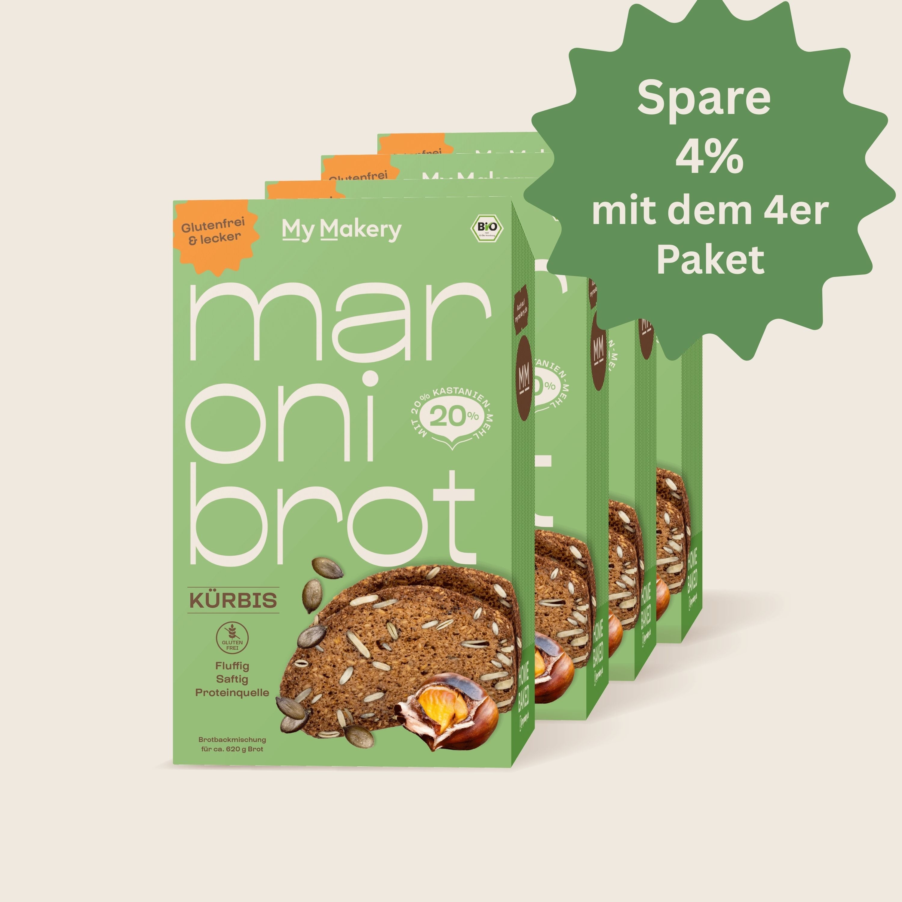 3er Pack Maroni Brotbackmischung Kürbis – glutenfrei, proteinreich & ballaststoffreich – ideal zum Probieren oder Verschenken