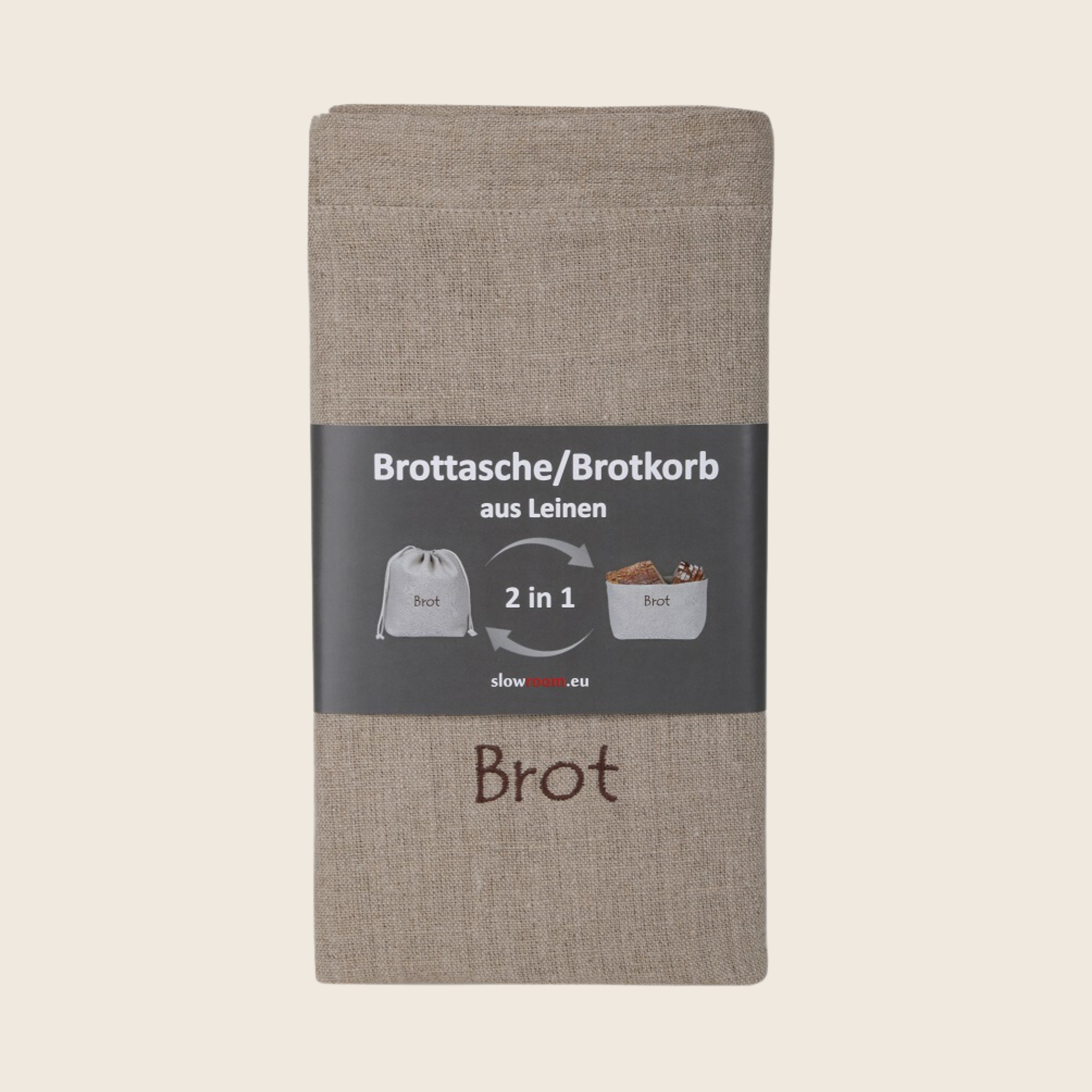 Brottasche/Brotkorb Leinen 2in1