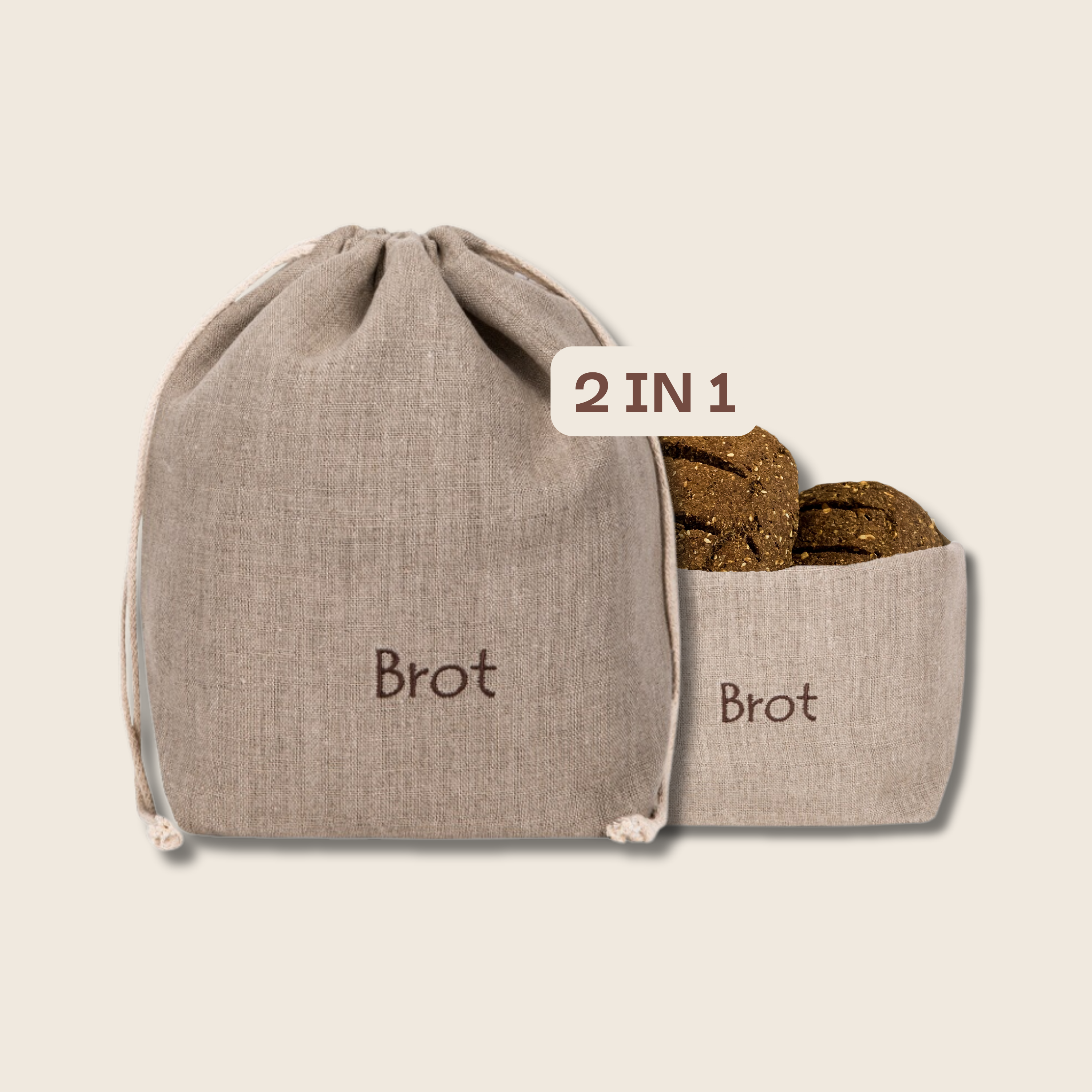 Brottasche/Brotkorb Leinen 2in1