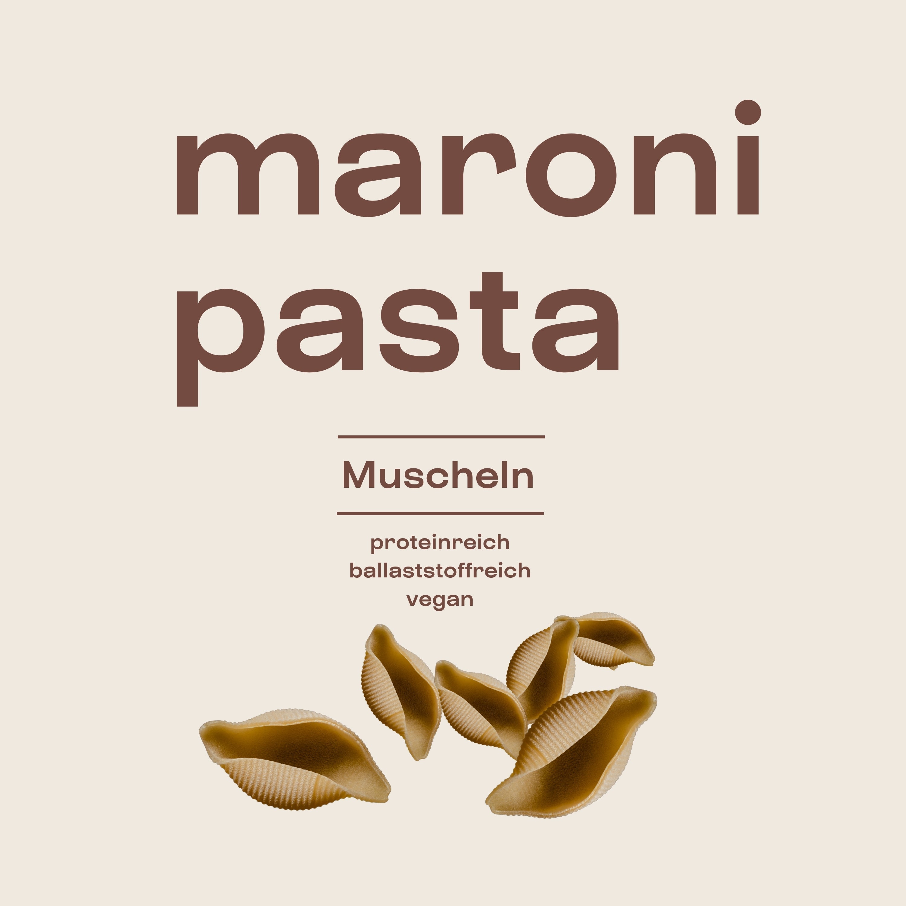 Etikett der My Makery Maronenpasta –  vegan, glutenfrei, proteinreich, ideal für bewusste Ernährung