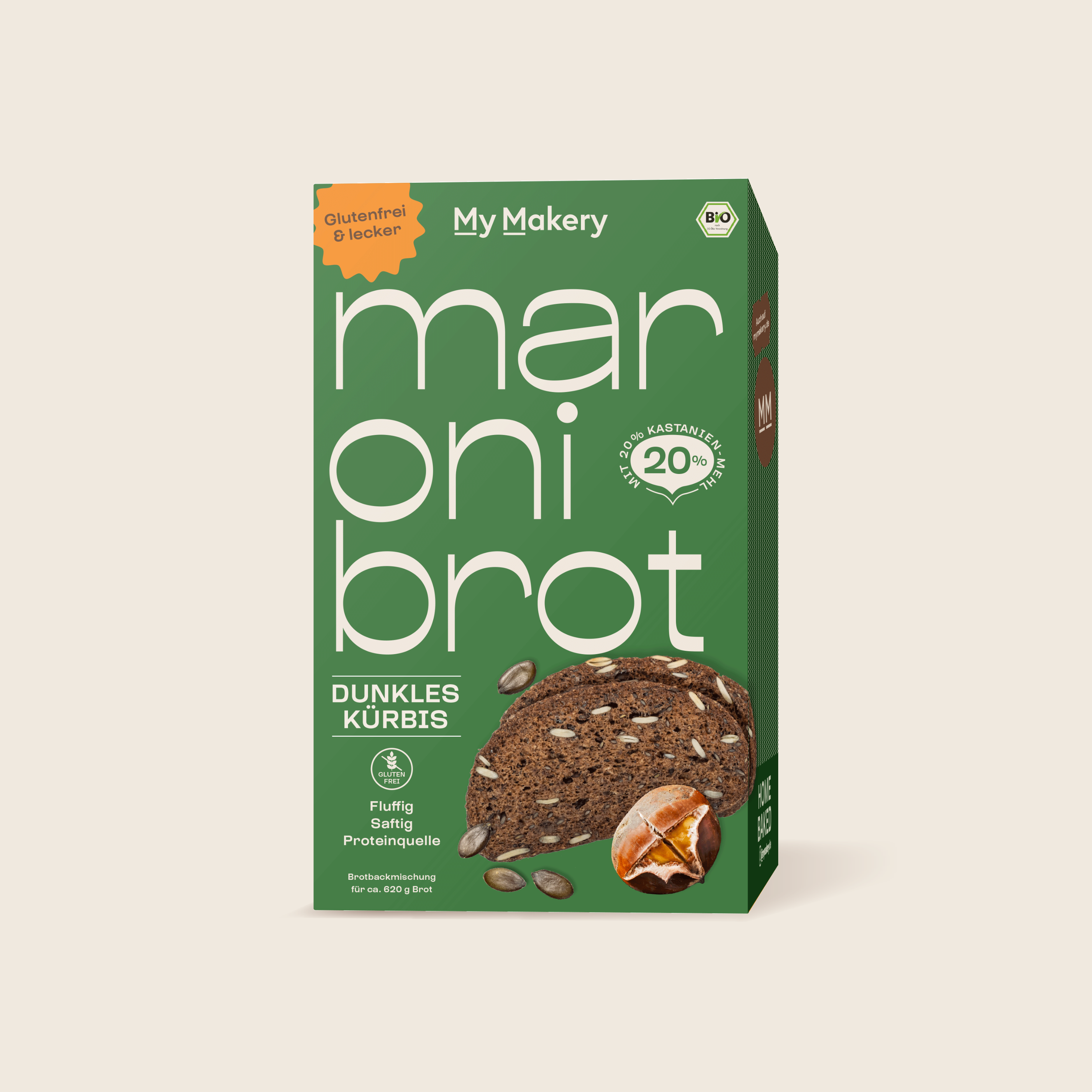 My Makery Maroni Brotbackmischung Dunkles Kürbis – glutenfreies Brot mit Kastanienmehl und Kürbiskernen