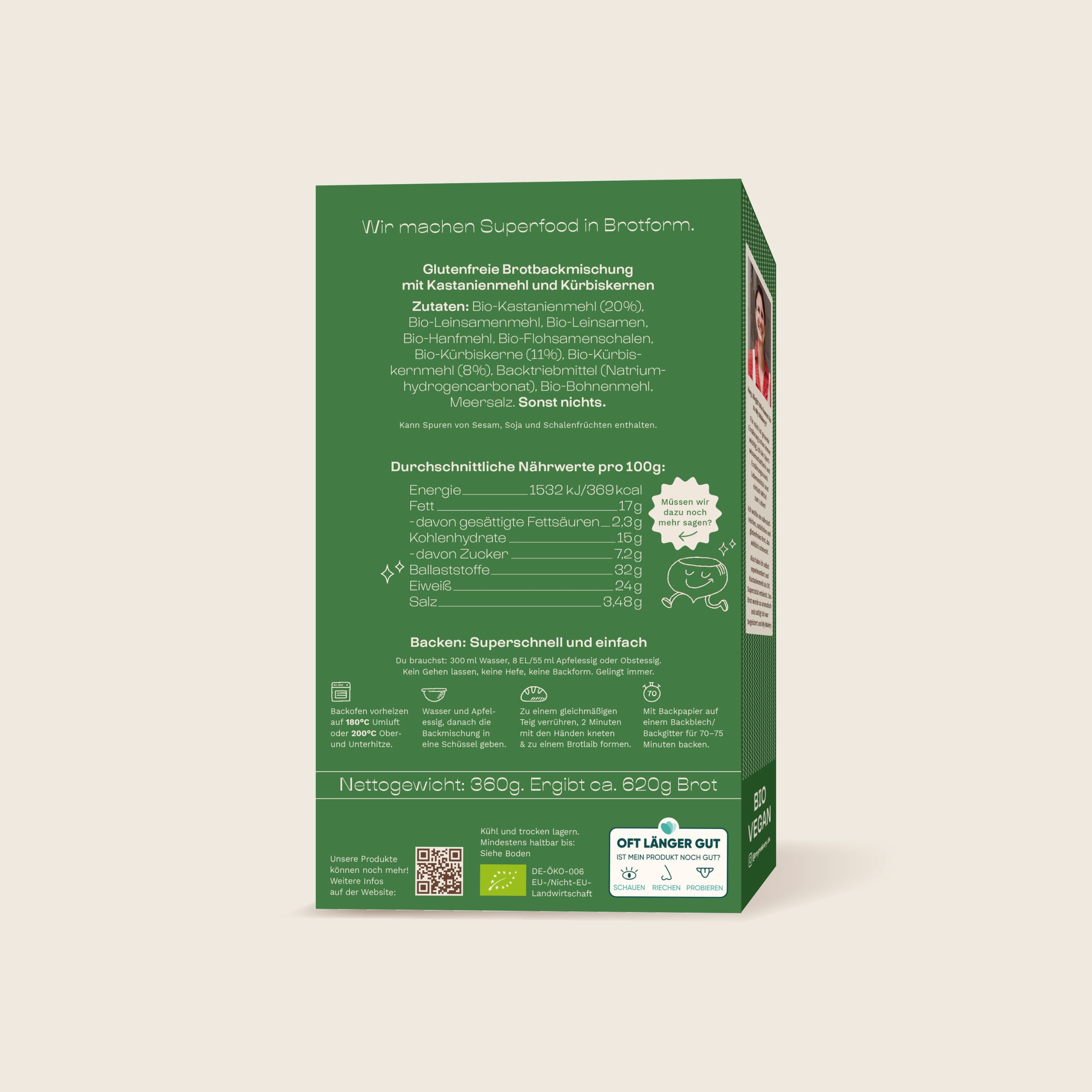 Maroni-Backmischung Dunkles Kürbis – glutenfrei, bio & ballaststoffreich