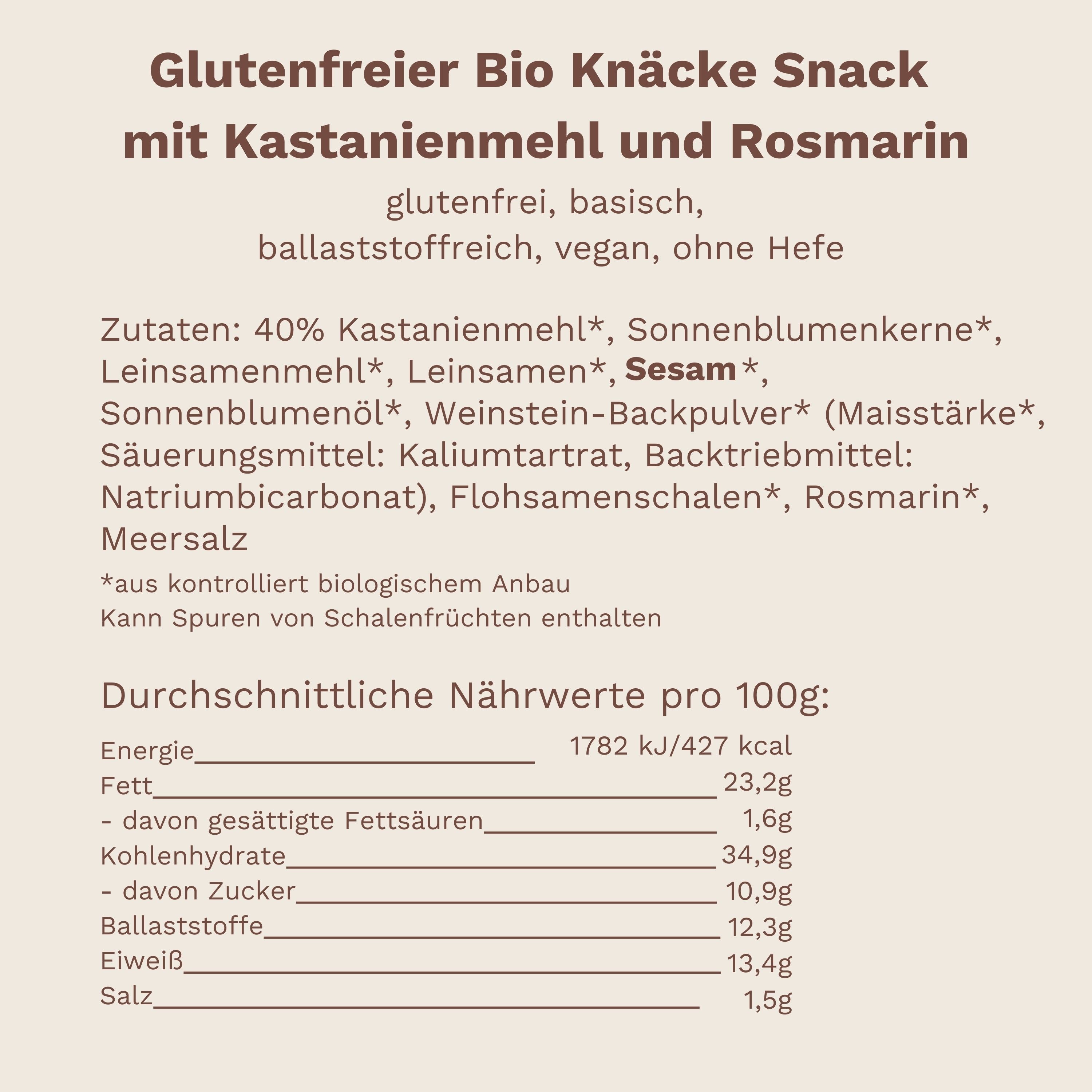 Bio Maroni Knäcke Snack Rosmarin, glutenfrei